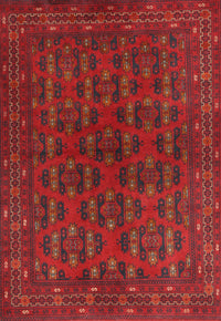 Machine Washable Traditional Brown Red Rug, wshtr1188