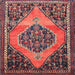 Round Machine Washable Traditional Orange Salmon Pink Rug, wshtr1189