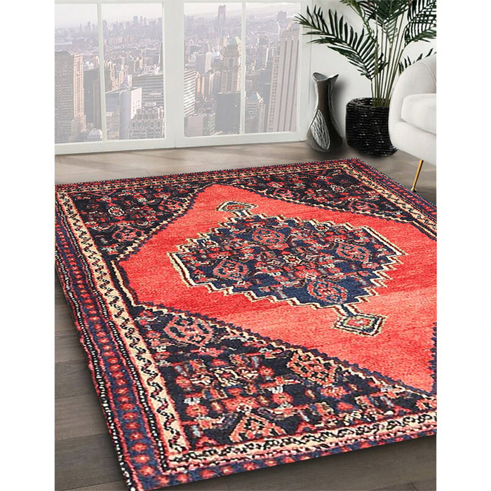 Machine Washable Traditional Orange Salmon Pink Rug in a Family Room, wshtr1189