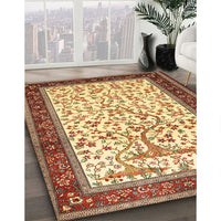 Traditional Mahogany Brown Animal Rug, tr118