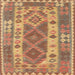 Round Machine Washable Traditional Sand Brown Rug, wshtr1190