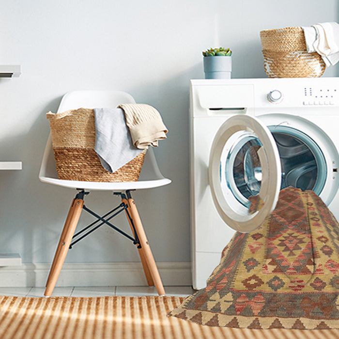 Machine Washable Traditional Sand Brown Rug in a Washing Machine, wshtr1190