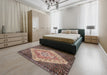 Traditional Reddish Brown Medallion Rug in a Bedroom, tr1191