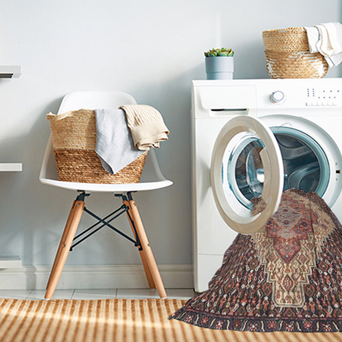 Machine Washable Traditional Sepia Brown Rug in a Washing Machine, wshtr1191