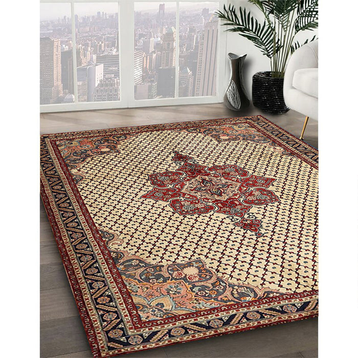 Machine Washable Traditional Red Brown Rug in a Family Room, wshtr1193