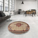 Round Traditional Red Brown Persian Rug in a Office, tr1193