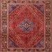 Round Machine Washable Traditional Rust Pink Rug, wshtr1194