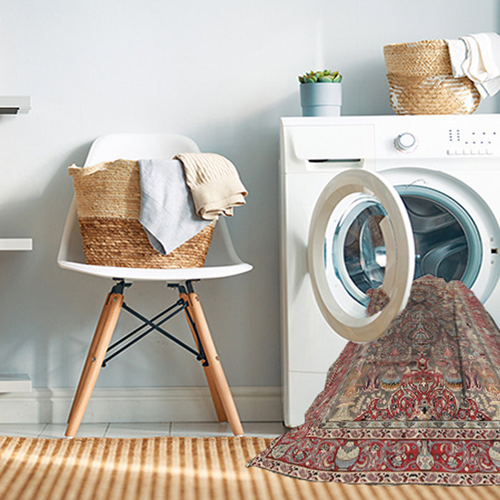 Machine Washable Traditional Light French Beige Brown Rug in a Washing Machine, wshtr1195
