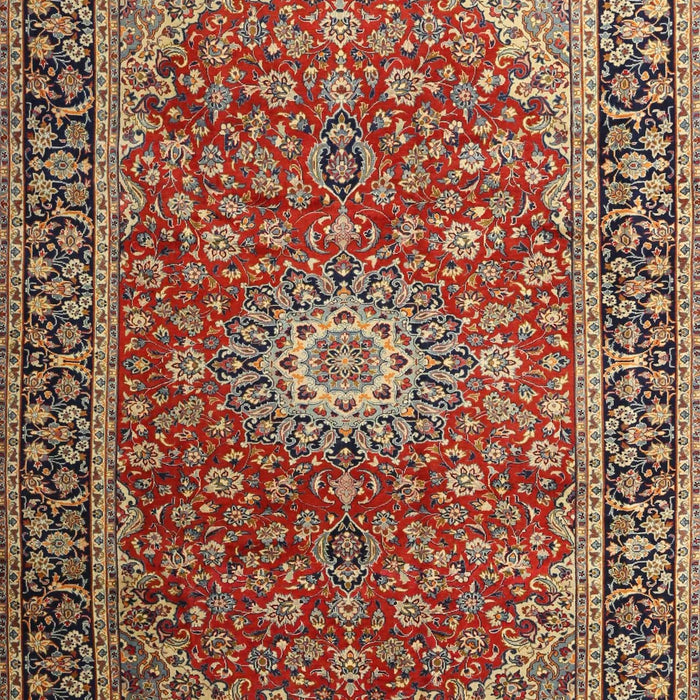 Traditional Saffron Red Medallion Rug, tr1196