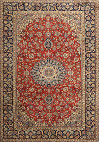 Machine Washable Traditional Saffron Red Rug, wshtr1196