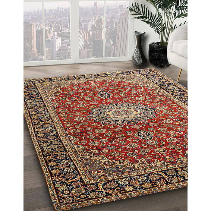 Machine Washable Traditional Saffron Red Rug in a Family Room, wshtr1197
