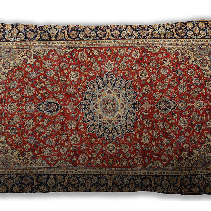 Traditional Classic Rectangular Saffron Red Lumbar Throw Pillow, 13 inch by 19 inch, lbtr1197