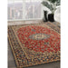 Traditional Saffron Red Medallion Rug in Family Room, tr1197