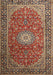 Traditional Saffron Red Medallion Rug, tr1197