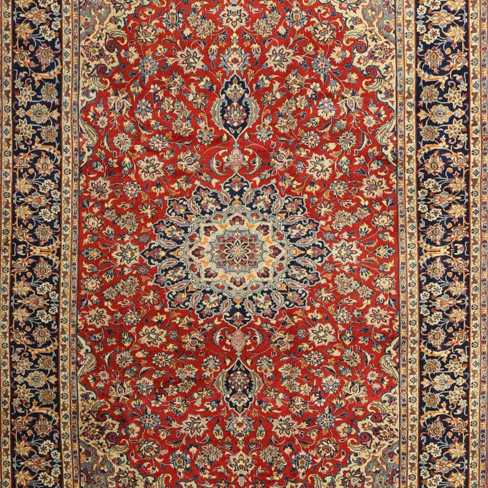 Traditional Saffron Red Medallion Rug, tr1197