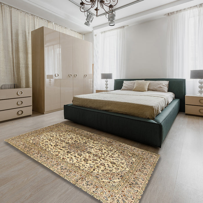 Machine Washable Traditional Sienna Brown Rug in a Bedroom, wshtr1198