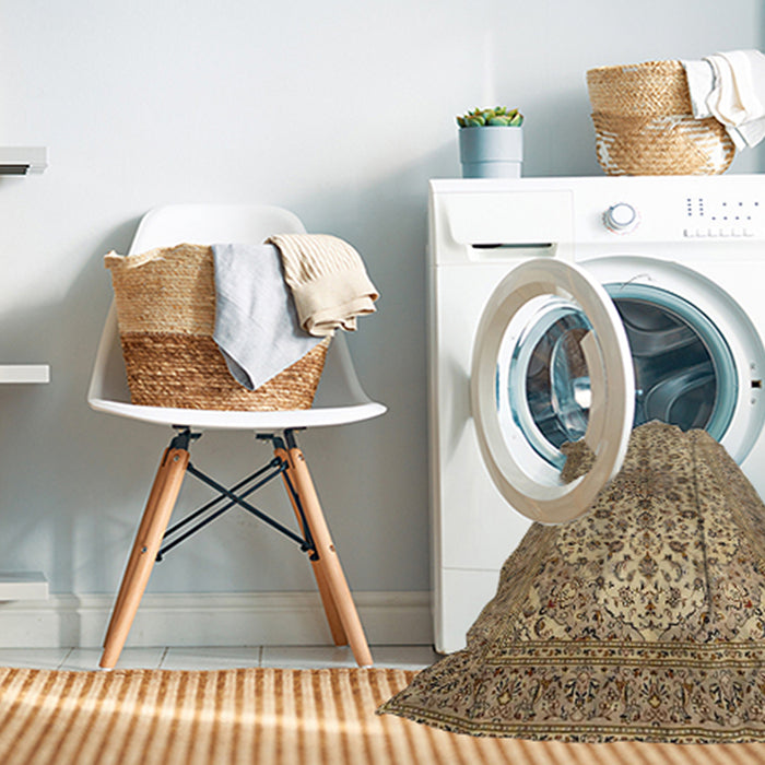 Machine Washable Traditional Sienna Brown Rug in a Washing Machine, wshtr1198