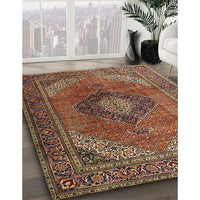 Traditional Saffron Red Medallion Rug, tr1199