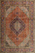 Traditional Saffron Red Medallion Rug, tr1199