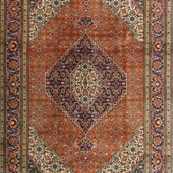 Traditional Saffron Red Medallion Rug, tr1199