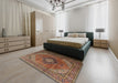 Traditional Saffron Red Medallion Rug in a Bedroom, tr1199