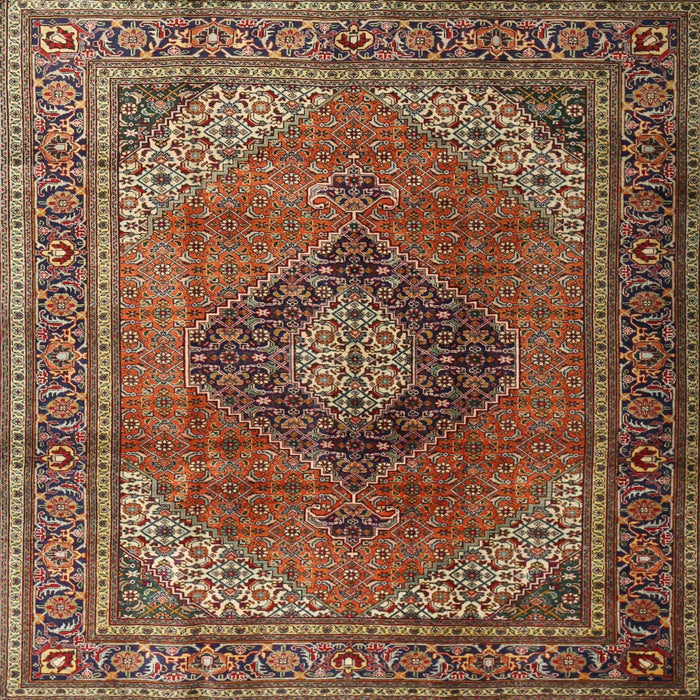 Square Traditional Saffron Red Medallion Rug, tr1199