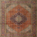 Square Traditional Saffron Red Medallion Rug, tr1199