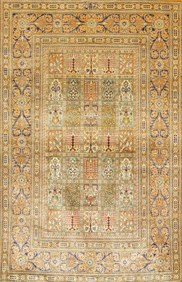 Machine Washable Traditional Chrome Gold Yellow Rug, wshtr119