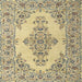 Square Traditional Dark Green Medallion Rug, tr1200