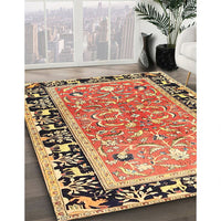 Traditional Fire Brick Red Animal Rug, tr1204