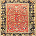 Square Traditional Fire Brick Red Animal Rug, tr1204