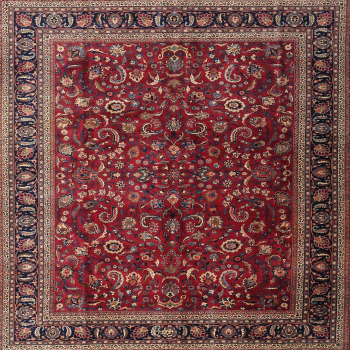 Square Traditional Dark Gold Brown Persian Rug, tr1205