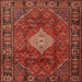 Round Machine Washable Traditional Tomato Red Rug, wshtr1208