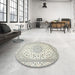 Round Machine Washable Traditional Gunmetal Gray Rug in a Office, wshtr120