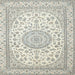 Square Traditional Gunmetal Gray Medallion Rug, tr120