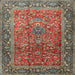 Square Traditional Saffron Red Persian Rug, tr1210