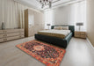 Traditional Saffron Red Medallion Rug in a Bedroom, tr1211