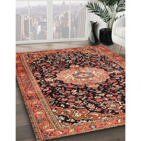 Traditional Saffron Red Medallion Rug, tr1211