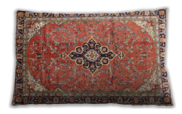 Traditional Classic Rectangular Fire Brick Red Lumbar Throw Pillow, 13 inch by 19 inch, lbtr1212