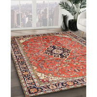 Traditional Fire Brick Red Medallion Rug, tr1212