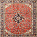 Square Traditional Fire Brick Red Medallion Rug, tr1212