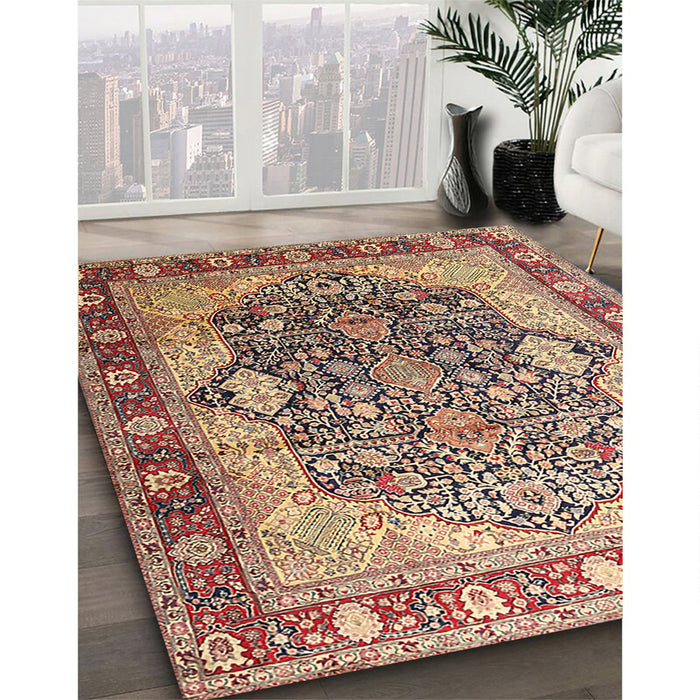 Traditional Brown Red Persian Rug in Family Room, tr1213