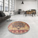 Round Traditional Brown Red Persian Rug in a Office, tr1213