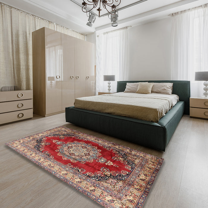 Traditional Red Medallion Rug in a Bedroom, tr1215