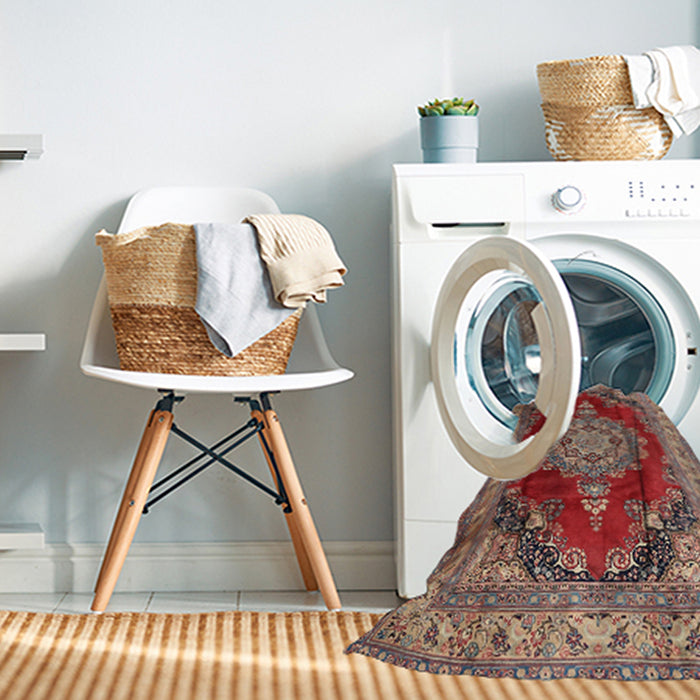 Machine Washable Traditional Tomato Red Rug in a Washing Machine, wshtr1215