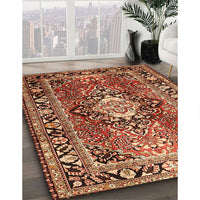 Traditional Saffron Red Medallion Rug, tr1216