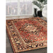 Traditional Saffron Red Medallion Rug in Family Room, tr1216