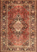 Traditional Saffron Red Medallion Rug, tr1216