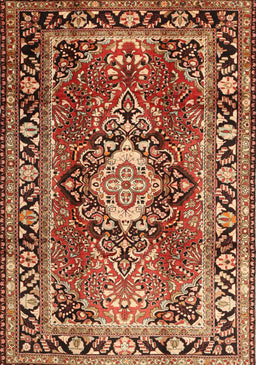 Machine Washable Traditional Saffron Red Rug, wshtr1216