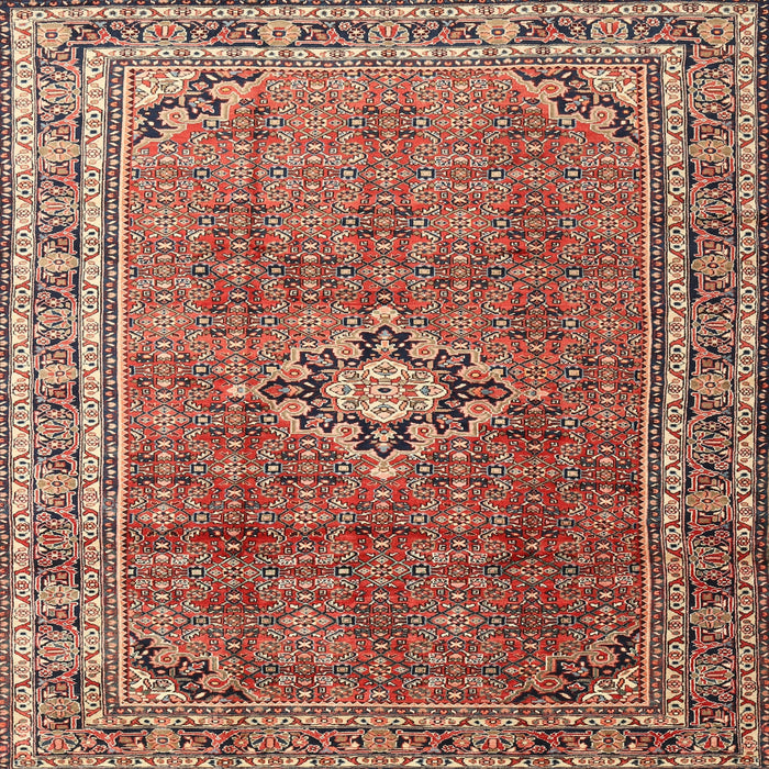 Square Traditional Saffron Red Persian Rug, tr1218
